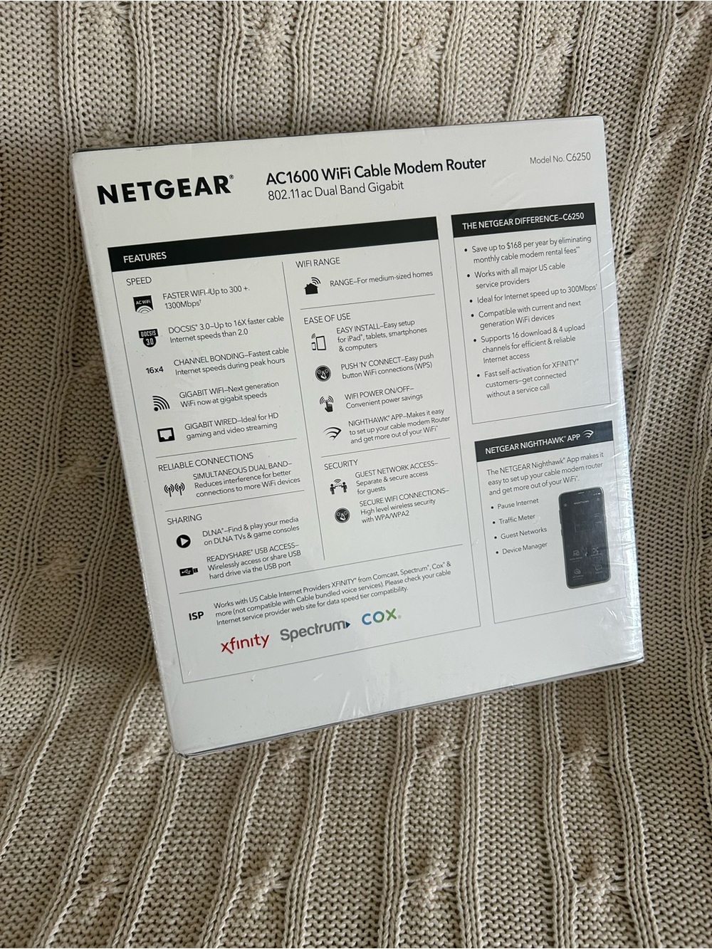 NETGEAR Black AC1600 WiFi Cable Modem Router - Picture 2 of 3